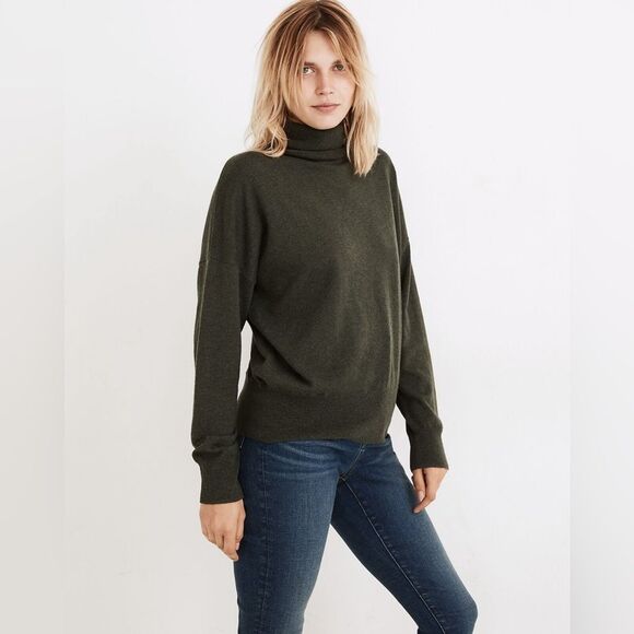 Madewell Brookhaven Turtleneck Wool Blend Sweater in Heather Forest size XS - Picture 2 of 13